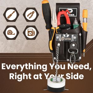 High Quality OEM Custom Logo Electrician Carpenters Leather Tool Pouch Bag 100% Leather Custom Color Size 200 lb Capacity <b>Hook</b> - Product Image 6