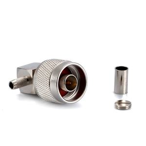 Conector RF Macho Tipo N de Ángulo Recto para Cable Coaxial, Impedancia de 50 Ohmios, Diseño de Montaje en Línea con Conexión por Crimpado - Product Image 1