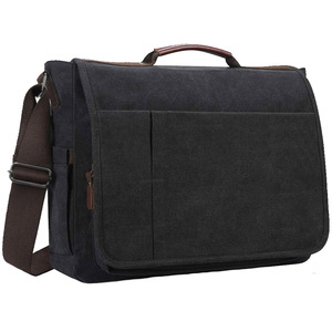 Sac pour ordinateur portable en toile pour femmes, sac de voyage unisexe, sacoche en toile durable avec plusieurs compartiments et poches - Product Image 6