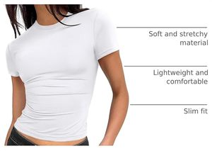 T-shirt décontracté blanc pour femme à col en V et manches courtes, coupe classique, en jersey de coton écologique, uni, compressé, séchage rapide, respirant, toutes saisons - Product Image 4