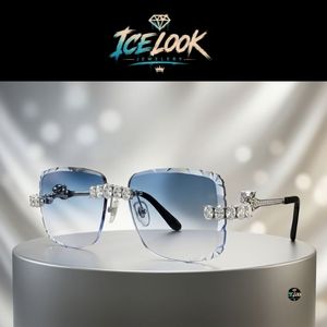 แว่นกันแดด Iced Out คุณภาพดี ดีไซน์หรูหรา ประดับเพชร สไตล์ฮิปฮอป แฟชั่นแว่นตา - Product Image 2