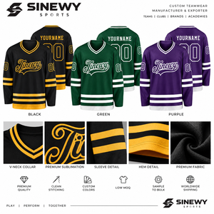 Custom Sublimation <b>Ice</b> Hockey Jersey Men Black Green Mesh Pullover Team Uniform - Product Image 2