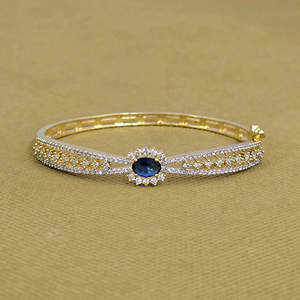 โครเมี่ยมลูกบาศก์โคเนียสองสีแบบเปิดใช้งานได้กำไลแฟชั่น Kada โทนคู่ - Product Image 3