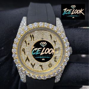 Montre mécanique Ice Look, cadran rond, lunette en cristal, montre-bracelet à quartz, bracelet en strass, style bijou - Product Image 5