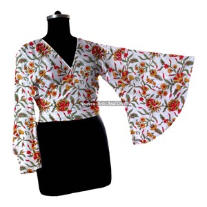 2026 Trending Collection V <b>Neck</b> Bell Sleeves Women Wrap Tie Tops Wholesale Spring Summer Casual Tops For Women Wearing - Product Image 1