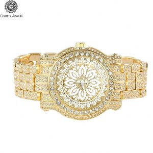 Charm_Jewels Luxury Gold <b>Watch</b> Women Analog Quartz Hollow Out Dial Round Case 38mm Crystal Bracelet Fashion Jewelry - Product Image 2