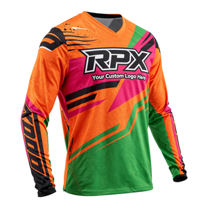 Maillot de motocross RPX personnalisé à manches longues, en polyester, séchage rapide, orange, rose, vert, vêtements de course, maillot de motocross - Product Image 1