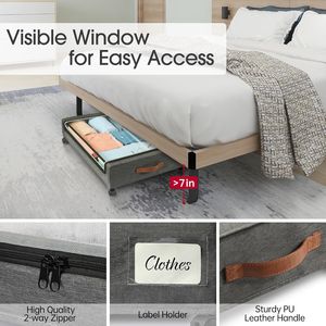 Lot de 2 tiroirs métalliques roulants pour rangement sous le lit, organisateur de chaussures et de rangement avec roulettes, conteneurs de rangement sous le lit - Product Image 5