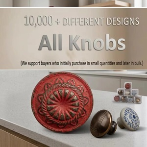 Modern Round Metal Drawer Knob Red Floral Cabinet <b>Handle</b> for Bedroom Dresser Kitchen Villa Eco-Friendly Easy Installation - Product Image 4