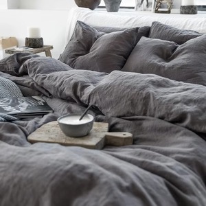 Linen Flat <b>Sheet</b> Solid Color Breathable Plain Dyed Home Use All Season Adult Size Bedding Sets - Product Image 4
