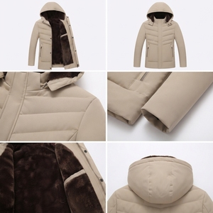 Veste d'hiver longue et épaisse pour homme, durable, avec broderie, fermeture éclair intégrale et plusieurs poches fonctionnelles - Product Image 5