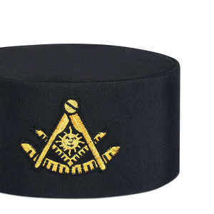 Masonic <b>Hat</b> <b>Band</b> Black with Gold Embroidered Square and Compass Symbol Unisex Adult Party Accessory 56-58CM - Product Image 2