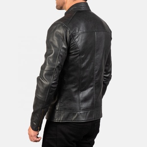 Clush Winter Men's Custom Made Leather Streetwear <b>Jacket</b> <b>Slim</b> Casual <b>Fit</b> Stand Collar - Product Image 4