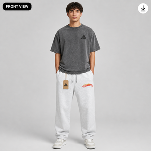 New Wholesale Custom Screen Printed Logo Casual Canvas Men's Sweatpants 100% Cotton Breathable Eco-Friendly Acid Washed - Product Image 1