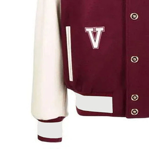 Chaqueta Varsity para Mujer con Cuello Alto, Parches de Color en Contraste, Bordado, Cierre con Botones y Manga Larga, MOQ Bajo - Product Image 4