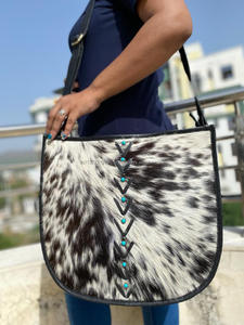 Nuevo bolso de mano con pelo en piel de vaca grande y bandolera con borlas para mujer, bolsos de lujo personalizados de cuero genuino occidental para mujer - Product Image 5