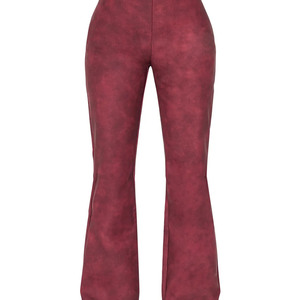 Pantalones de Mujer de Cintura Alta, Corte Acampanado, de Cuero Sintético PU, Color Sólido, Largos, Elegantes, con Cierre de Cremallera, para Otoño - Product Image 6