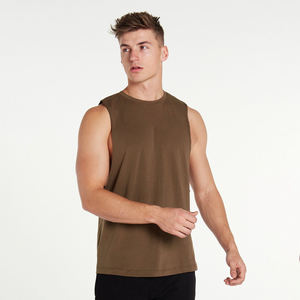 Débardeur en coton uni pour homme, col rond, sans manches, vêtements de sport décontractés, respirant, tricoté, veste athlétique - Product Image 4