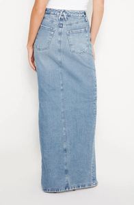 Jupe en jean fendue haute pour femme, style Y2K, avec poches, taille haute, boutonnée, décontractée, tendance, prête à être expédiée, coupe trapèze midi - Product Image 5
