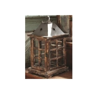 Portavelas de madera con paneles de vidrio y asa de cuerda, estilo vintage, decoración rústica para el hogar - Product Image 2