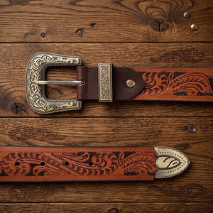 Vintage Western Leather <b>Belt</b> Western Floral Engraved and Embossed Designer <b>Belt</b> <b>Women</b> and Men Jeans <b>Belts</b> - Product Image 3