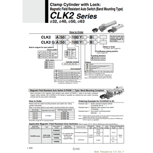 CLK2GA50-50-B กระบอกแบบหนีบนิวเมติก SMC - Product Image 1
