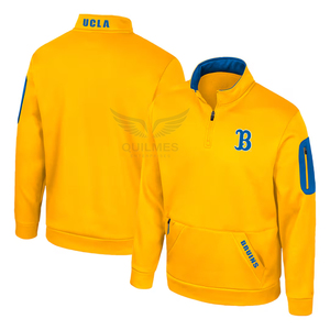 Wholesale Custom <b>Men</b>’s Quarter Zip <b>Pullover</b> <b>Jacket</b> UCLA Bruins Embroidered Logo Fleece Sports Casual Athletic <b>Jacket</b> - Product Image 1