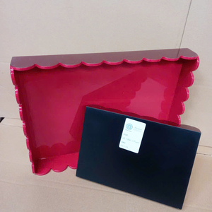 Modern scalloped lacquer serving tray from <b>Vietnam</b>, designed with premium craftsmanship and customizable color solutions - Product Image 5
