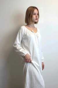 Women's White V-neck Backless Maxi <b>Dress</b> Sleeveless Tie Back <b>Loose</b> Fit Summer Eco-Friendly 100% Organic Cotton Custom <b>Dress</b> - Product Image 3