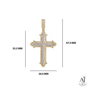 Pendentif Croix Chrétienne Hiphop en Moissanite Plaqué Or avec Breloque Baguette SI2-I1 – Bijou Idéal pour Cadeau et Usage Quotidien - Product Image 5