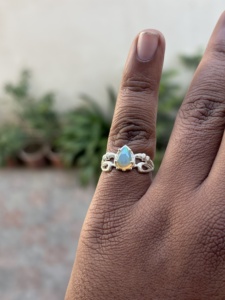 <b>Opal</b> Engagement Gift Statement <b>Ring</b> 925 Sterling <b>Silver</b> Peace Shape Cut AAA Quality Handmade Bezel Setting Classic Vintage Style - Product Image 5