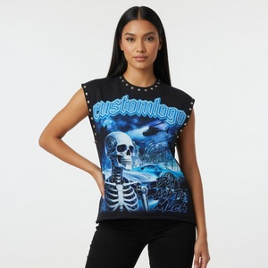 Camiseta sin mangas con estampado gráfico personalizado Glory, top con estampado DTF con tachuelas para ropa urbana y casual, venta al por mayor OEM - Product Image 6