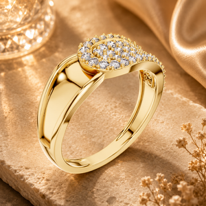 Yellow Gold Diamond Cluster Statement <b>Ring</b> for Men and Women Geometric Luxury <b>Fine</b> Jewelry Gift Anniversary <b>Ring</b> - Product Image 1