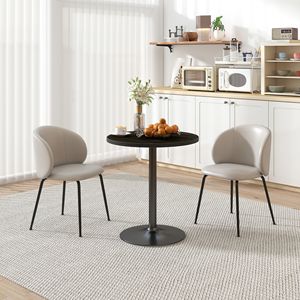 Tavolo da Pranzo Rotondo Allungabile per 2-4 Persone, Stile Mid-Century con Piano Effetto Legno, Finitura Nera per Cucine Piccole o Banchetti - Product Image 2