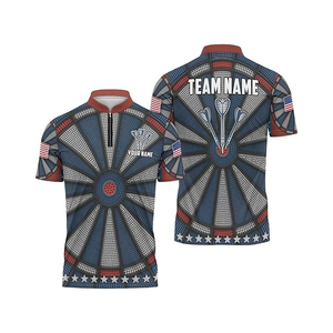 เสื้อโปโลผู้ชายผ้าโพลีเอสเตอร์ 100% ระบายอากาศ แห้งเร็ว สำหรับเล่นดาร์ท แบบซับลิเมชั่น รับออกแบบลายเสื้อดาร์ทตามสั่ง ขายส่ง - Product Image 6