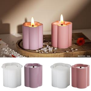 Four Leaf Clover Five Petaled Aromatherapy Candle Cup Storage Jar Gypsum Epoxy <b>Resin</b> Candle <b>Silicone</b> <b>Mold</b> - Product Image 1