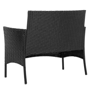 Set da salotto in rattan nero 2 poltrone + 1 divanetto + tavolino da caffè in vetro temperato - Product Image 4