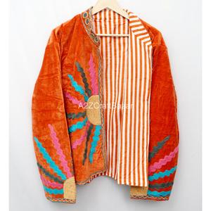 Indian Handmade <b>Women's</b> Boho <b>Velvet</b> Woven Eco-Friendly <b>Coat</b> New Design Large Winter Suzani Jacket Embroidered Elegant - Product Image 3
