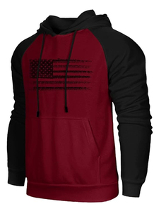 Sweat-shirt à capuche en molleton personnalisé avec drapeau américain vintage pour hommes, drapeau USA vieilli de haute qualité, 100% coton, sweat-shirt d'hiver - Product Image 3
