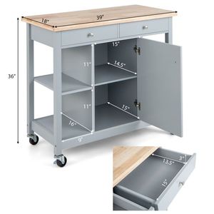 Carrello da Cucina Mobile con 4 Ripiani Aperti e 2 Cassetti, Soluzione Pratica di Stoccaggio per la Tua Cucina - Product Image 5