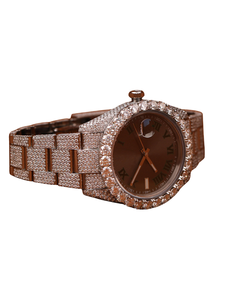 Reloj de Moissanita con Esfera Marrón y Oro Blanco, Relojes para Exportación, Reloj de Diamantes Estilo Hip Hop, Regalo Unisex - Product Image 3