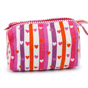 <b>Quilted</b> fabric pouch for cosmetics accessories travel storage gifts stationery and everyday organization with wholesale supply - Product Image 1