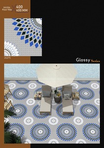 Carreaux de sol en céramique brillants 400x400mm, motif marocain bleu et blanc, carreaux décoratifs, série brillante, carreaux en céramique 400x400, géométriques - Product Image 3