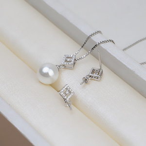Accessoires DIY, pendentif carré en argent S925, petit support vide pour boucles d'oreilles en perles, pendentifs de mode, breloques - Product Image 2