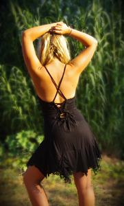 Vestido Negro de Encaje con Espalda Descubierta, Estilo Gótico Steampunk, Vestido Bohemio Fluido para Festival, Playa, Vacaciones de Verano - Product Image 2