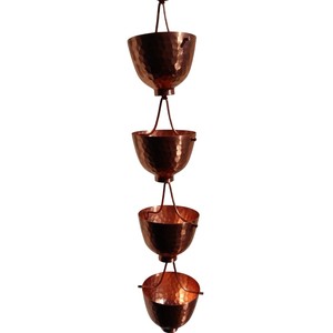 Chaîne de pluie décorative en cuivre pur, motif fleur de lotus, pour gouttière, design coquille Saint-Jacques, accent de jardin en métal pour décoration extérieure de la maison - Product Image 6