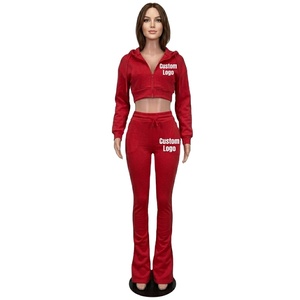 Custom Logo OEM Service Workout <b>Set</b> Personalized Logo Zip up Yoga Flared Pants Matching Loungewear Clothing Two Piece Suit - Product Image 3