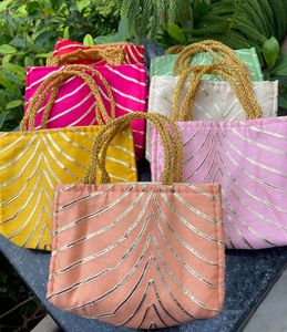 Festive Gota Patti <b>Work</b> Handcrafted Fabric Potli Bags Assorted Multi Color Traditional Rajasthani Ethnic Return Gift <b>Pouches</b> - Product Image 3