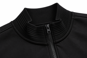 Ensemble de survêtement pour homme à col montant, veste à revers côtelés et pantalon droit avec fermeture éclair et poche arrière - Product Image 5