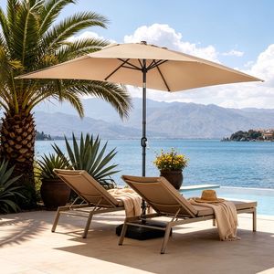 Sombrilla de Patio Cuadrada Inclinable de 10 x 6.5 Pies, Sombrilla de Mercado para Exteriores con Varillas y Poste de Hierro, Tela de Poliéster - Product Image 6